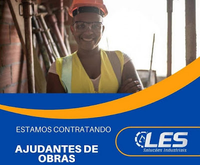 Les Soluções Industriais abre vagas para Ajudante de Obras (feminino) em CharqueadasLes Soluções Industriais abre vagas para Ajudante de Obras (feminino) em Charqueadas