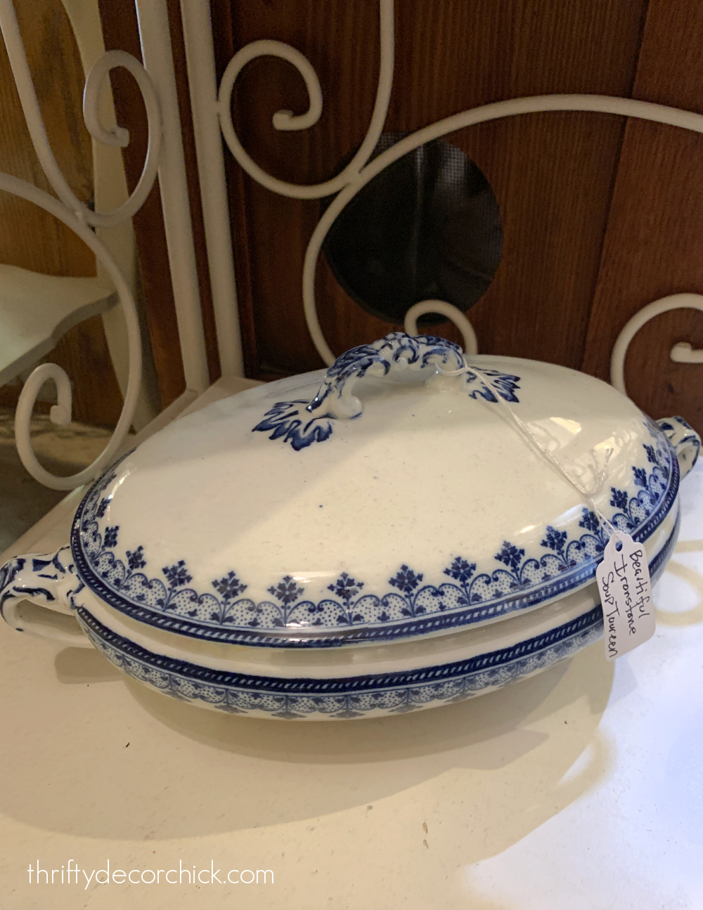 blue and white soup tureen