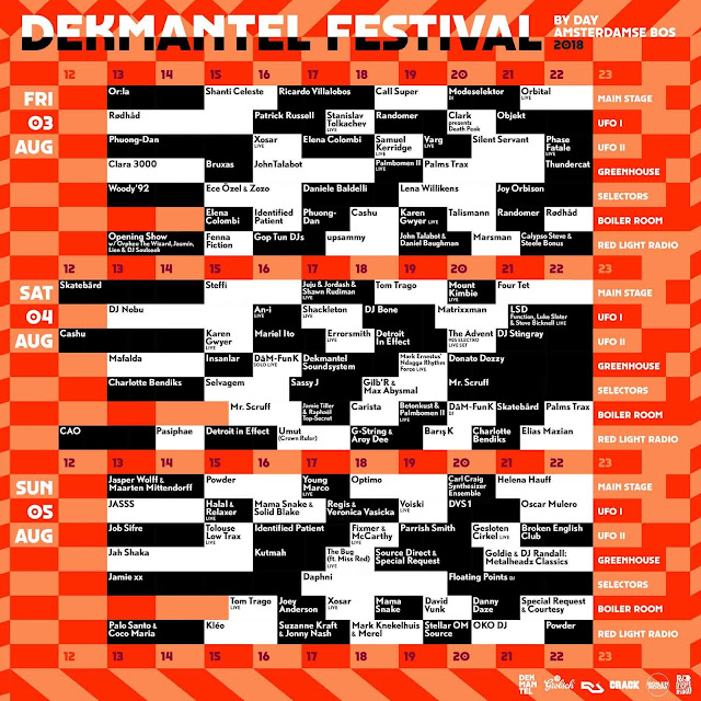 dekmantel festival, dekmantel, festival, 2018, horarios, holanda, ámsterdam, house, tech house, deep house, techno, música, música electrónica, music, electronic music, dj