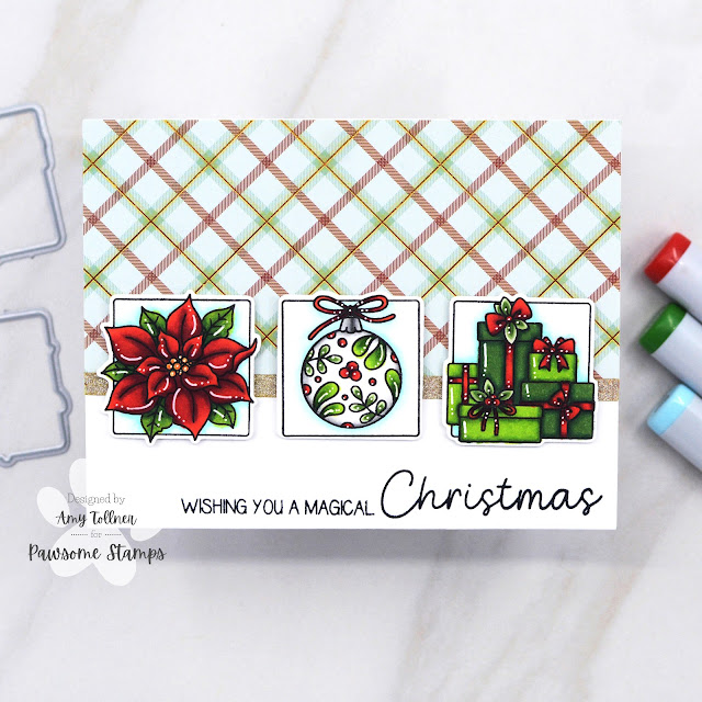 Holiday Flowers Stamp and Die Set illustrated by Agota Pop for Pawsome Stamps #pawsomestamps #handmade