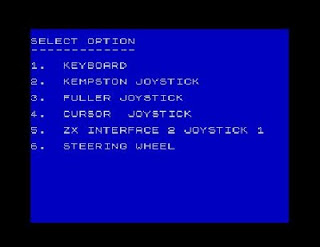 ZX Spectrum Games Formula One Menu Screen