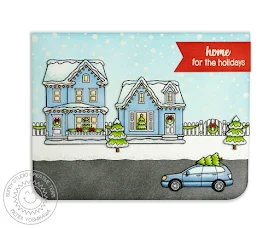 Sunny Studio Stamps: Christmas Home Neighborhood Home For The Holidays Card by Mendi Yoshikawa