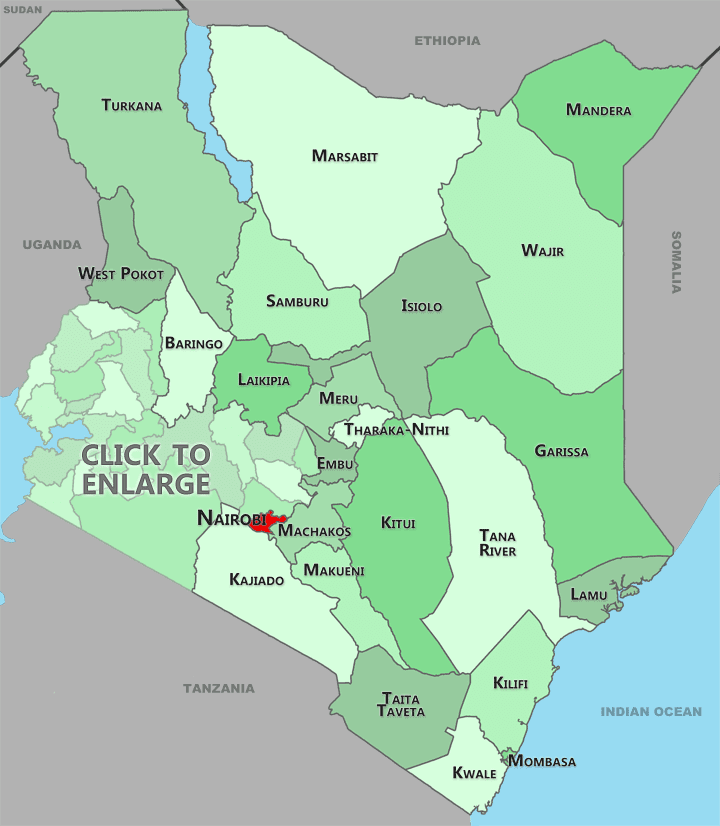 Kenya Map Showing Counties
