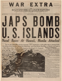 Titulares de periódicos del ataque a Pearl Harbor