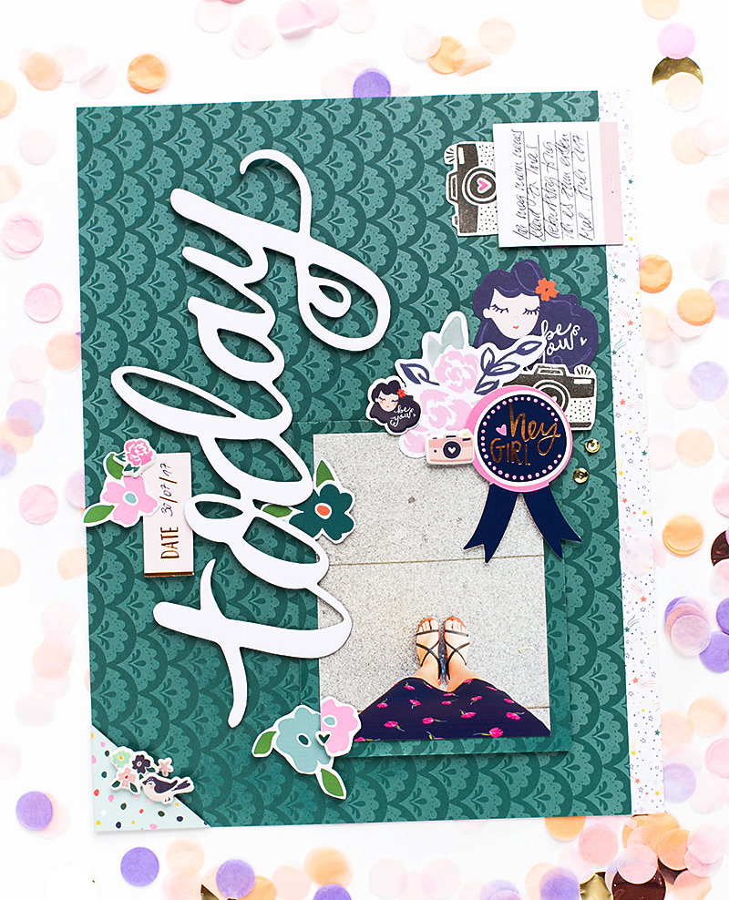 @SandraDietrich for @Americancrafts Star Gazer Dear Lizzy Scrapbook Layout