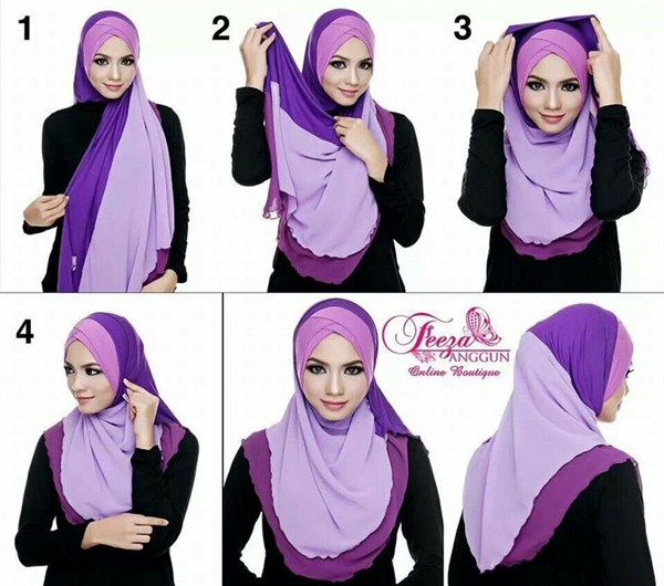 contoh tutorial hijab pashmina modern terbaru 2017/2018