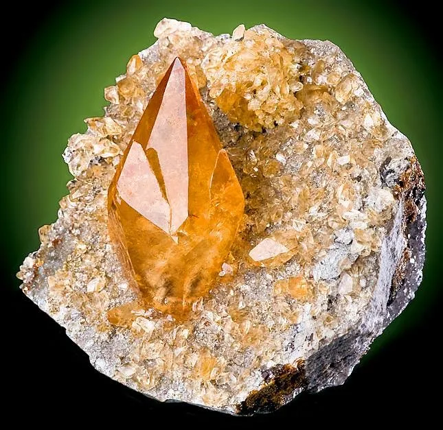 Deep Golden Calcite Perched on Dolostone