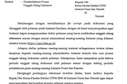 Pemberitahuan Proses Unggah Ulang Dokumen dari BKN (Badan Kepegawaian Negara)