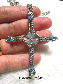 Aquamarine Weaved Cross