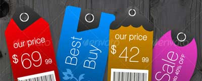 Price Tags in 8 Shapes & 6 Color Styles