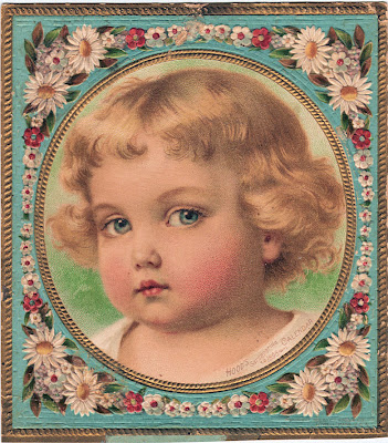 Free Vintage Clip Art Darling Toddler with Floral Frame