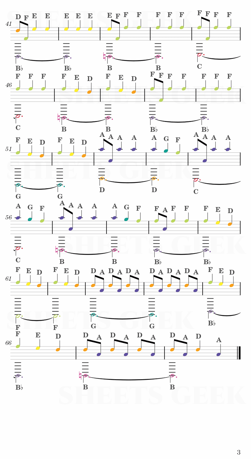 Fly by Ludovico Einaudi (The Intouchables) Easy Sheet Music Free for piano, keyboard, flute, violin, sax, cello page 3