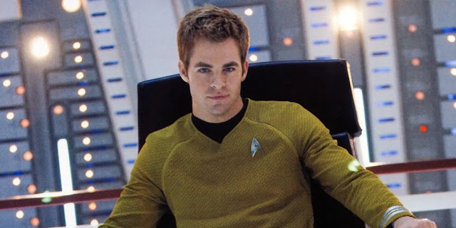 Chris Pine as Capt. James Kirk on board the U.S.S. Enterprise in Star Trek (2009)