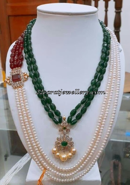 Pearls and Emerald Beads Side motif