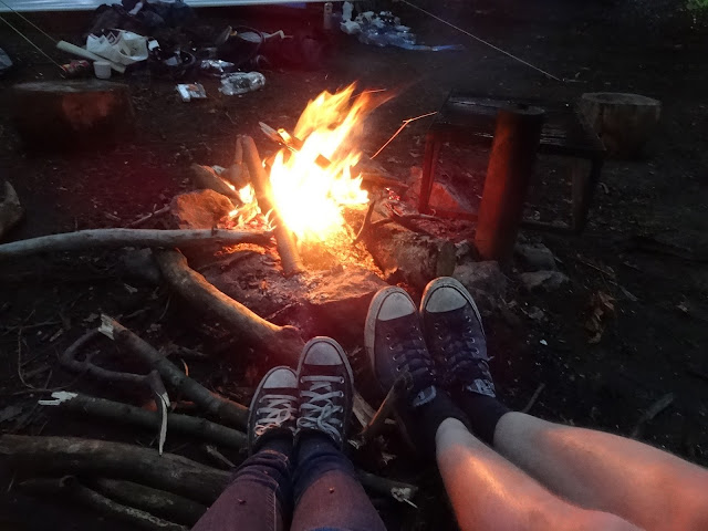 Feet at the campfire