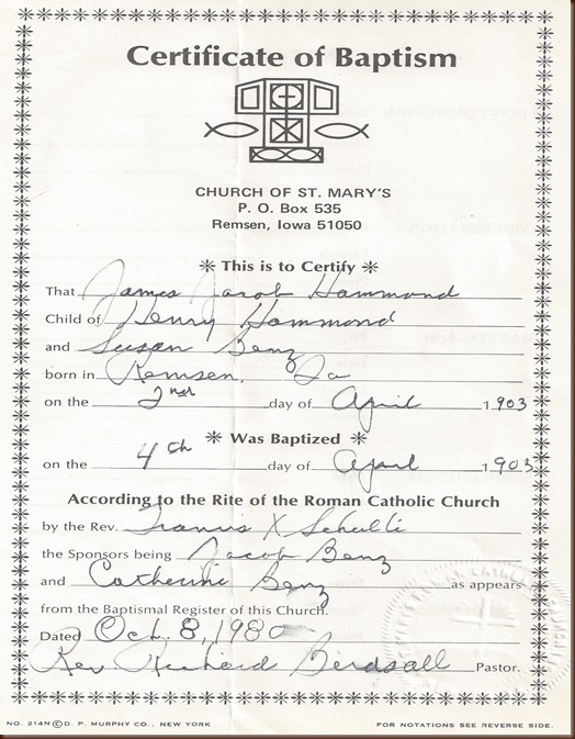 Hammond James Baptism