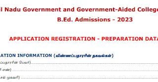 TNGASAEDU- 2023 - B.Ed. Admissions– 2023 - APPLICATION REGISTRATION - PREPARATION DATA SHEET - PDF