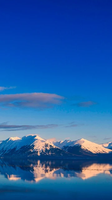 Blue Sky Mountains Reflections Calm Landscape