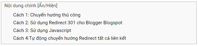 Cách tạo mục lục cho bài viết Blogspot