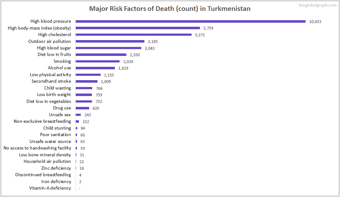 Major Cause of Deaths in Turkmenistan (and it's count)