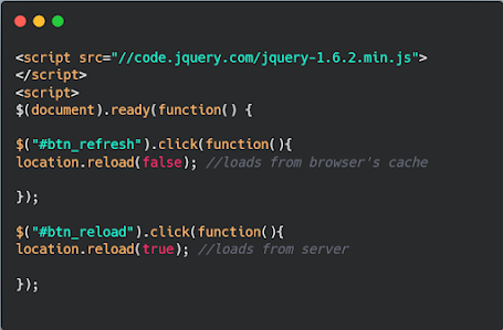 How to reload/refresh a page using JavaScript and jQuery? Example