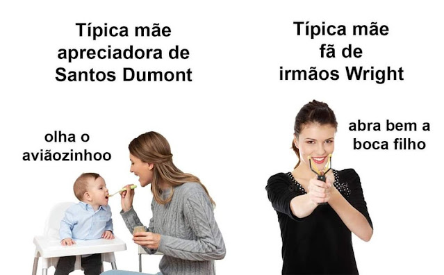 Humor: Santos Dumont vs irmãos Wright