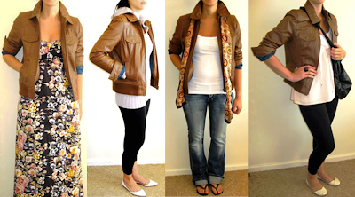 Brown Fashion Tights on Here Are Just A Few Ways I   Ve Styled My Friend   S Leather Jacket