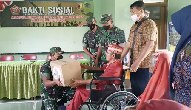 Berbagi Kebahagiaan Kepada Sesama, Kodim 0808/Blitar Gelar Kegiatan Bakti Sosial