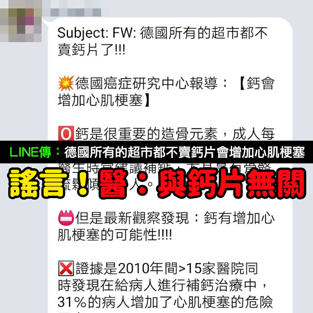 德國所有的超市都不賣鈣片了 心肌梗塞 謠言