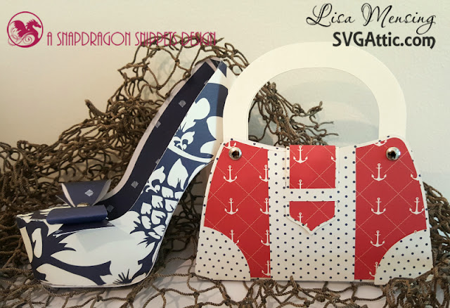 This is a picture of a paper High Heel and Purse Gift Card Set by SVG Attic 