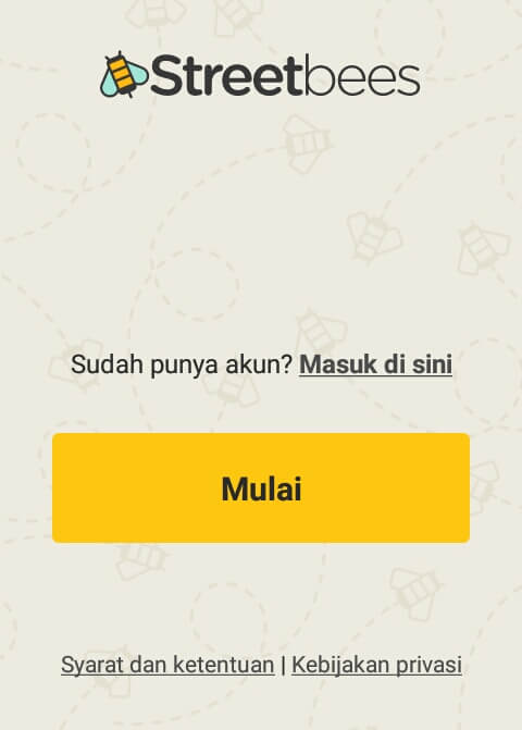 tunggu loading selesai dan silahkan mendaftar / membuat akun dengan cara memilih "Mulai".