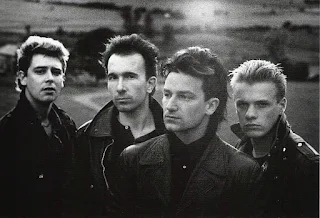 La banda irlandesa U2. Los componentes Larry Mullen Jr. (fundador) Bono, The Edge y Adam Clayton