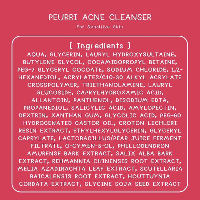 chortuang review peurri acne cleanser for sensitive skin รีวิว คลีนเซอร์ ลดสิว ผิวหน้า ผิวกาย สิว ผด ผื่น คัน สิวอักเสบ สิวหน้า สิวหลัง สิวบุก เจลล้างหน้า เจลทำความสะอาด ingredients ส่วนผสม