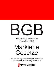 BGB, Bürgerliches Gesetzbuch, Smarte Gesetze, Markierte Gesetze: Hervorhebung von wichtigen Textstellen für Studium, Ausbildung und Beruf