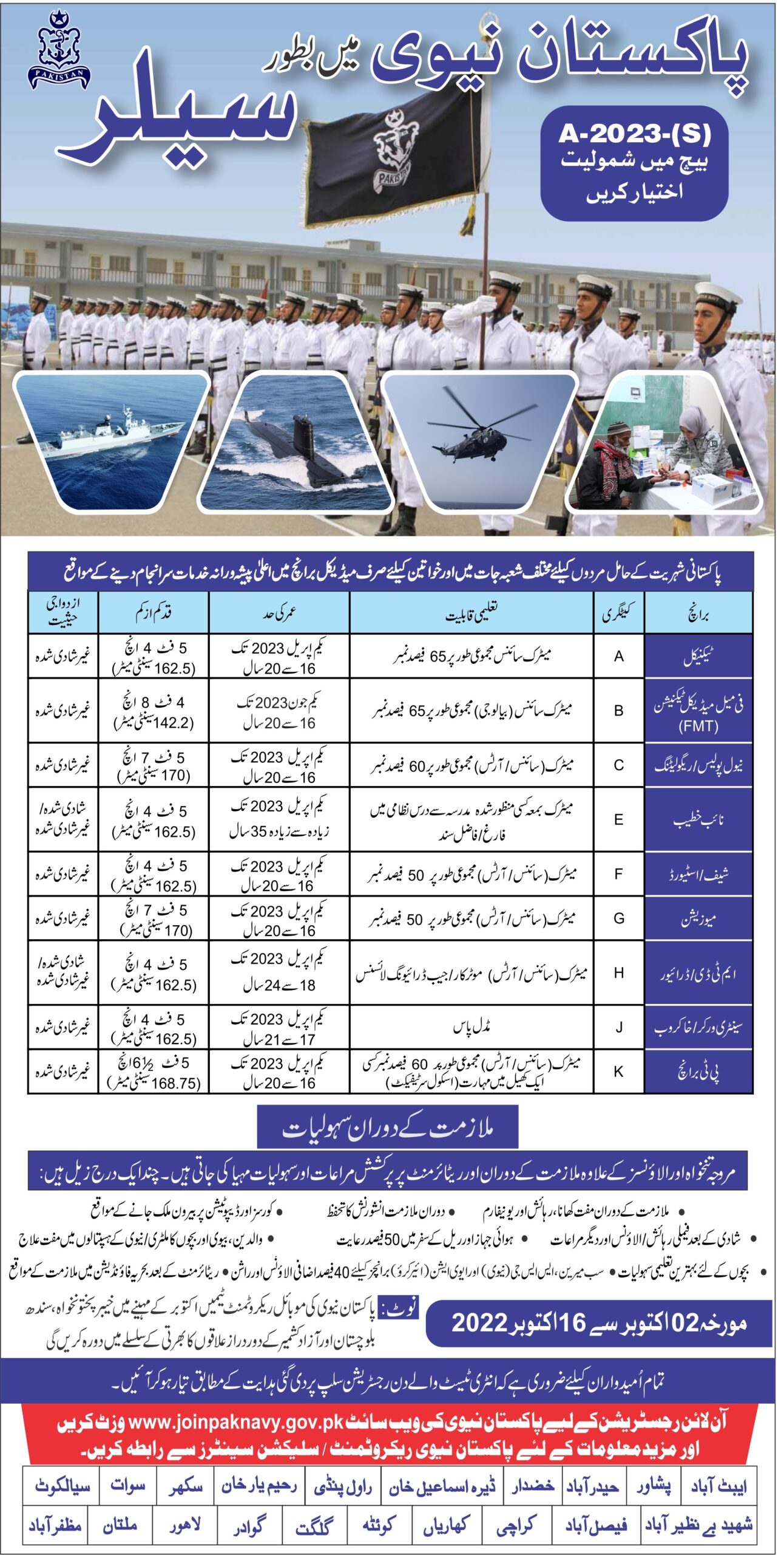 Join Pak Navy Sailor - Join Pakistan Navy 2022 - Join Pakistan Navy as Sailor Batch A-2023(S) - Pak Navy Jobs 2022 Online Registration - www.joinpaknavy.gov.pk 2022 online registration