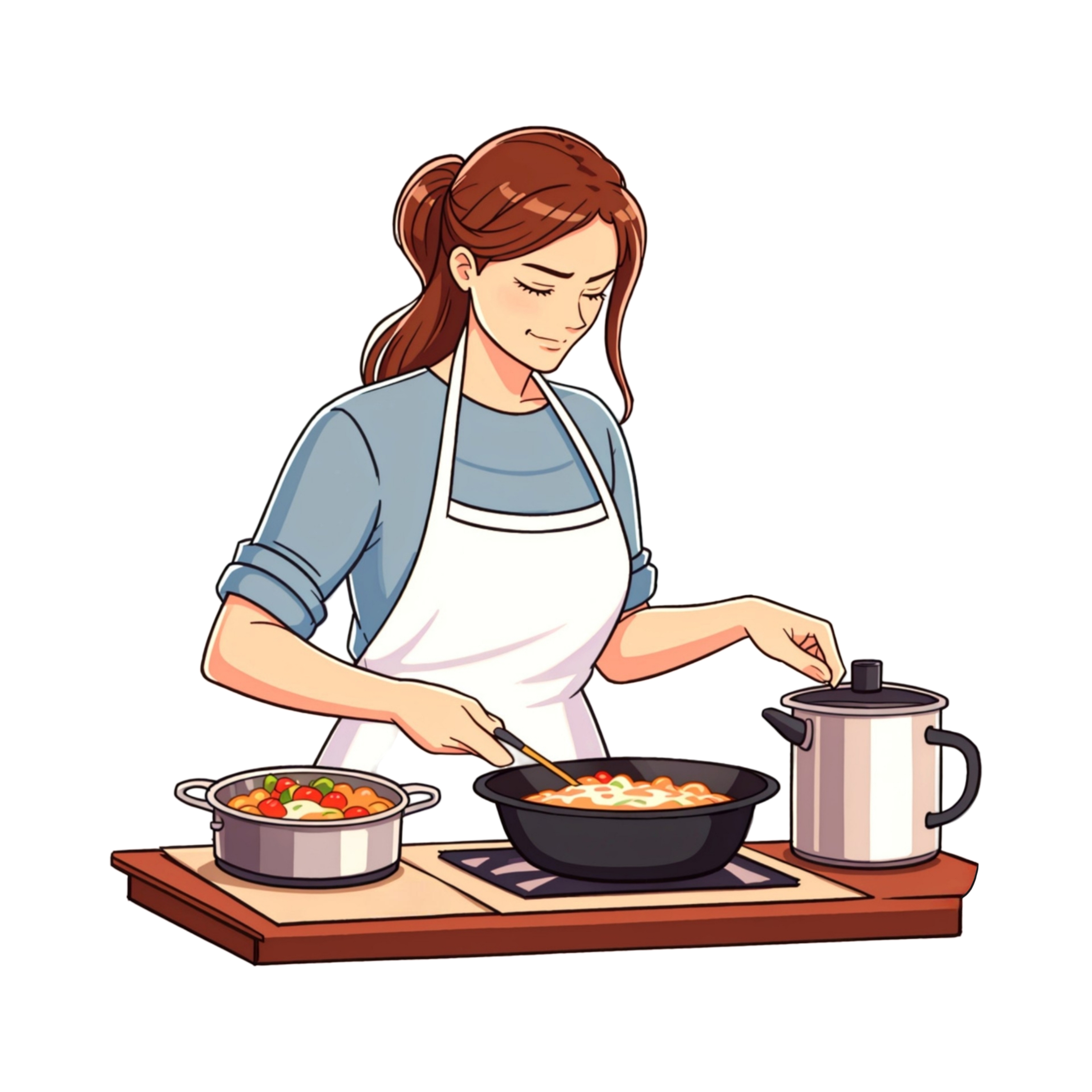 Woman cooking cartoon character