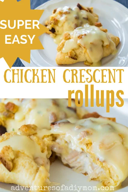 collage of chicken crescent rollups