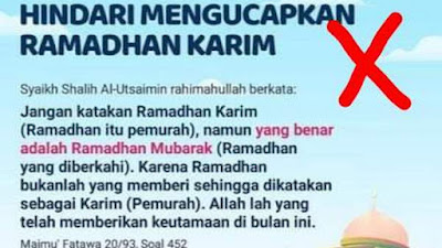 Ucapan Ramadhan Karim, Ga Boleh...???
