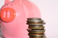 piggy bank and coins