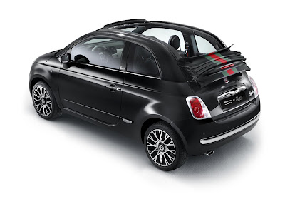 2011 Fiat 500C by Gucci Glossy Black Rear Angle Soft Top