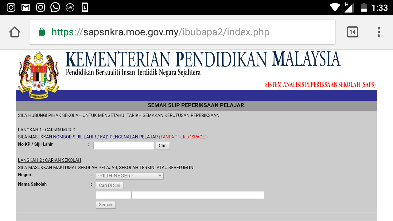 Sapsnkra Moe Gov My Semakan 2018 Beinyu Com