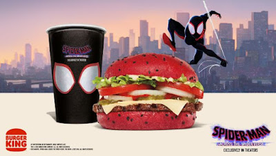 Burger King Spider-Verse Whopper with Spider-Verse-themed drink cup.