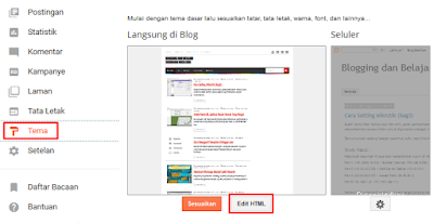 Klik Tema > klik Edit HTML