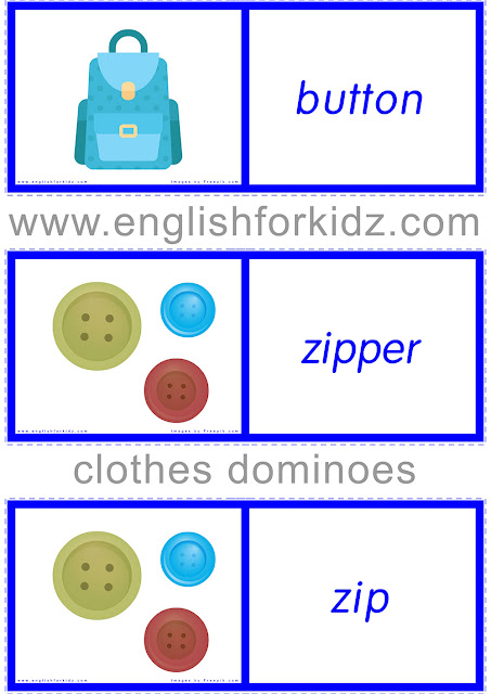 Clothes domino worksheets