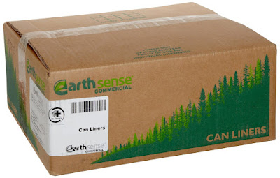 carboard box full of trash bags from webster earthsense