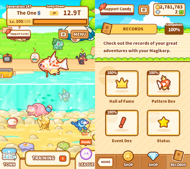 Pokémon: Magikarp Jump Menu