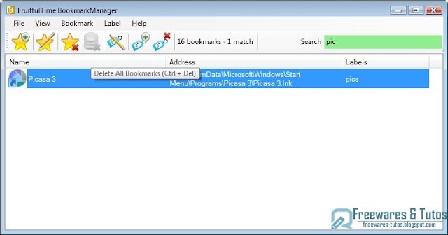 FruitfulTime BookmarkManager : un logiciel gratuit pour gérer vos favoris