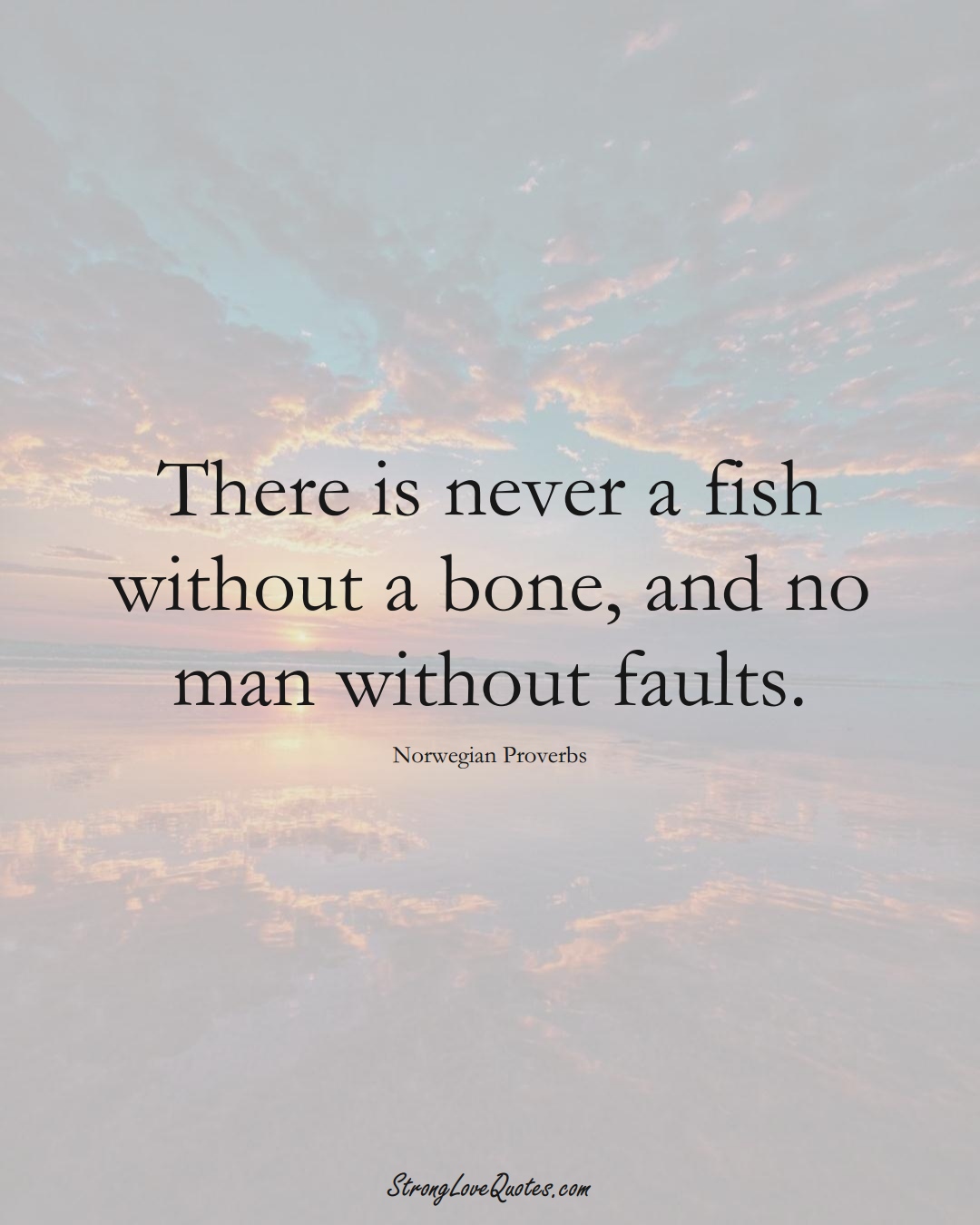There is never a fish without a bone, and no man without faults. (Norwegian Sayings);  #EuropeanSayings