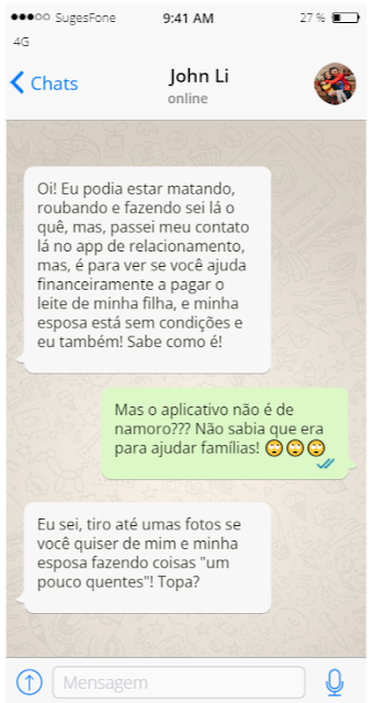 John Li que usa app de namoro para pedir broxantemente!