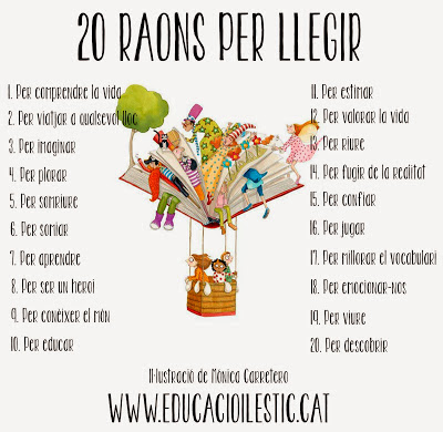 http://www.educacioilestic.cat/2013/10/20-raons-per-llegir-20-razones-para-leer.html